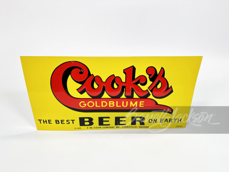 NOS 1940S COOK'S GOLDBLUME BEER TIN SIGN