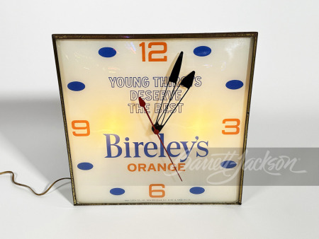 1966 BIRELEY'S ORANGE SODA LIGHT-UP CLOCK