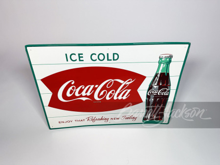 NOS late-1950s/early '60s Coca-Cola "Ice Cold" single-sided tin sign.