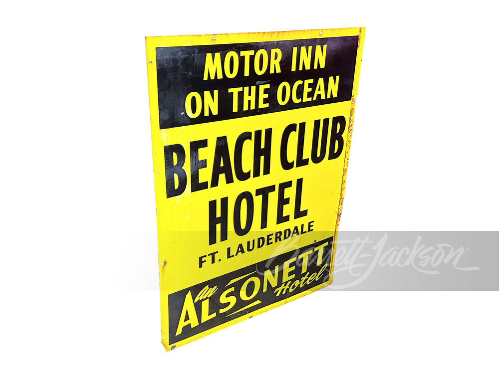 LATE-1950S/EARLY-60S FORT LAUDERDALE BEACH CLUB HOTEL PORCELAIN SIGN