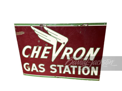 1940S CHEVRON GAS STATION PORCELAIN SIGN - 2