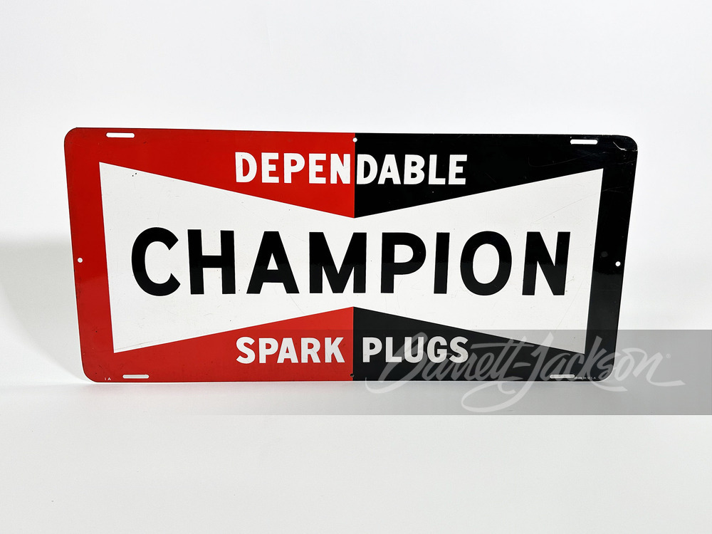 LATE-1950S/EARLY-60S CHAMPION SPARK PLUGS TIN SIGN