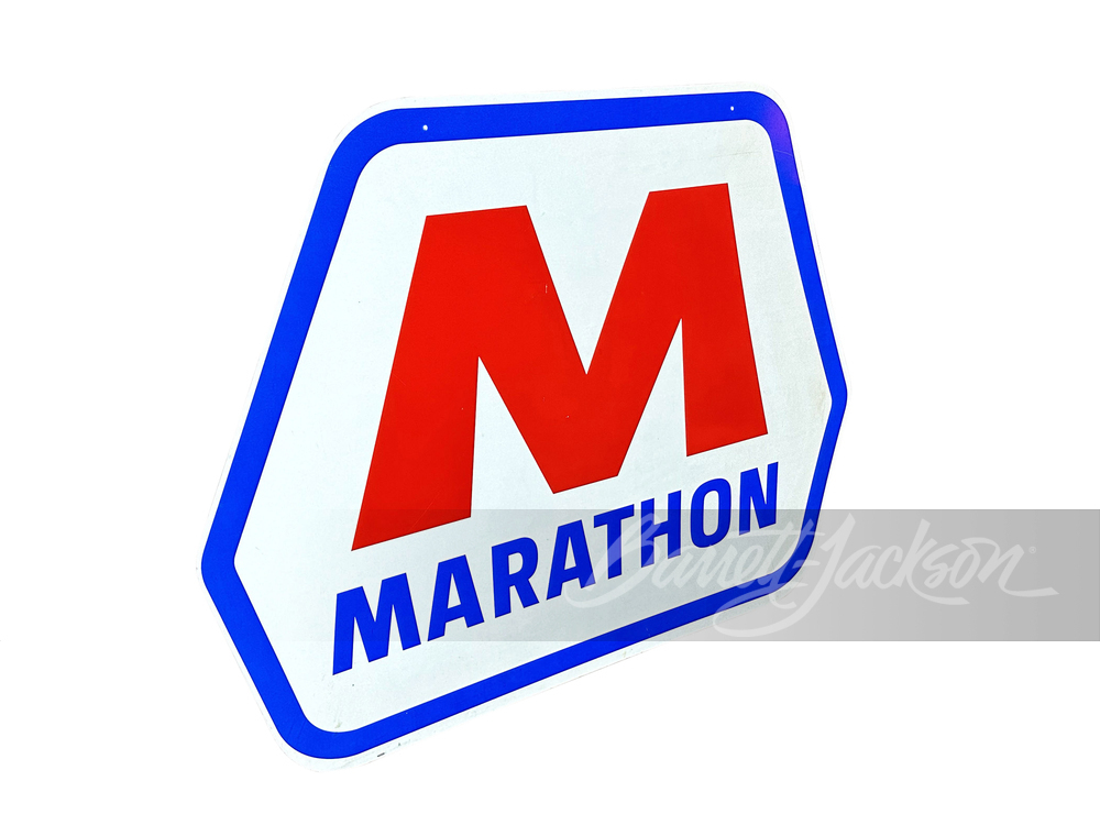 LARGE VINTAGE MARATHON OIL TIN SIGN