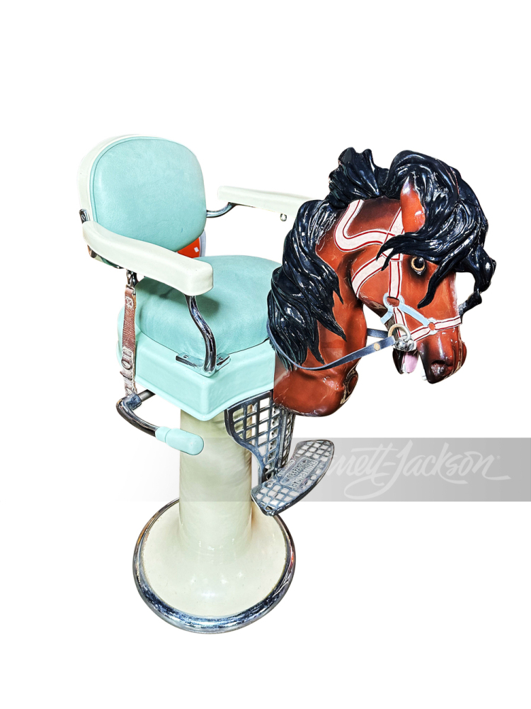 1920S-30S KOKEN CHILD'S PORCELAIN-COATED BARBER CHAIR