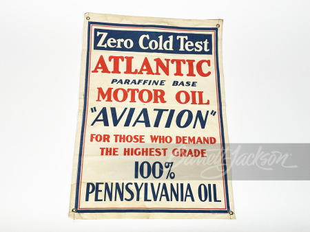 LATE-1920S/EARLY-30S ATLANTIC AVIATION MOTOR OIL CANVAS SIGN