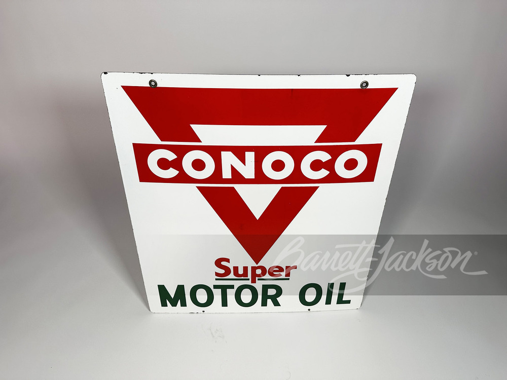 Lot 8255.1 1950S CONOCO MOTOR OIL PORCELAIN SIGN | Barrett-Jackson