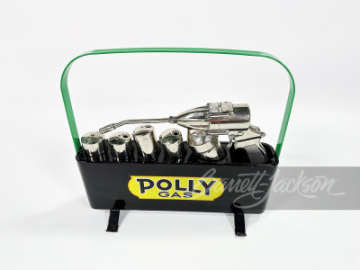 CIRCA 1930S-40S LINCOLN LUBRICATION GUN RACK IN POLLY OIL REGALIA.