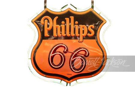 1930S PHILLIPS 66 EMBOSSED NEON PORCELAIN SIGN