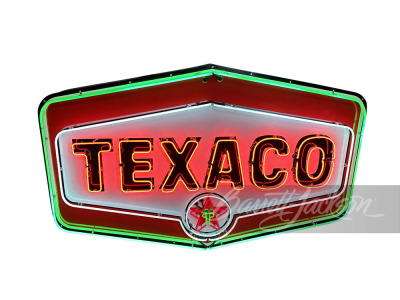 LATE-1950S/EARLY '60S TEXACO OIL NEON PORCELAIN SIGN WITH ANIMATED NEON