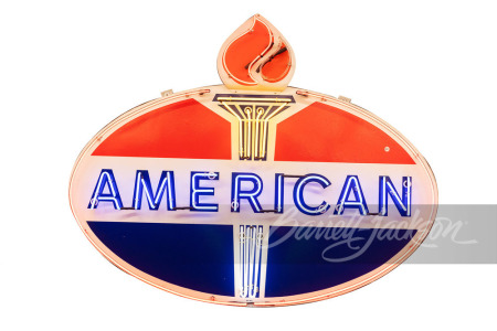 1940S-50S AMERICAN GASOLINE PORCELAIN WITH NEON SIGN