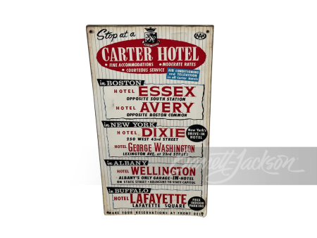 1950S CARTER HOTEL BOSTON-NEW YORK MASONITE SIGN