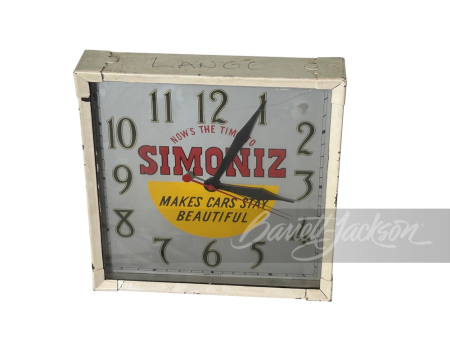 1930S SIMONIZ CAR PRODUCTS ELECTRIC CLOCK