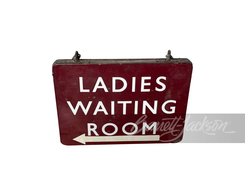 1930S LADIES WAITING ROOM PORCELAIN SIGN