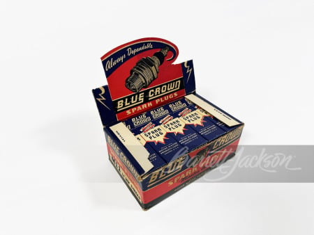 1930S-40S BLUE CROWN SPARK PLUGS DISPLAY BOX