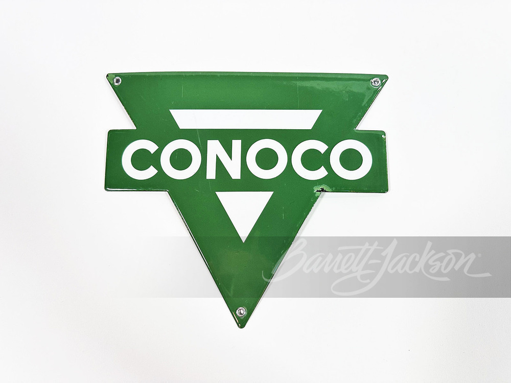 1950S CONOCO GASOLINE PORCELAIN PUMP PLATE SIGN