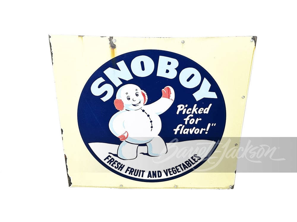 1950S SNOBOY FRUITS PORCELAIN SIGN