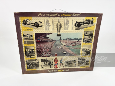 1959 STERLING BEER INDIANAPOLIS 500 PREVIOUS WINNERS CARDBOARD SIGN