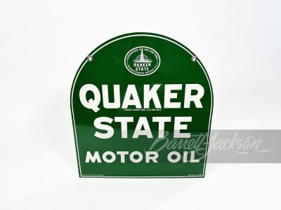 VINTAGE QUAKER STATE MOTOR OIL TIN PAINTED SIGN