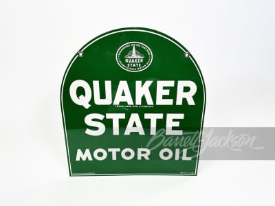 VINTAGE QUAKER STATE MOTOR OIL TIN PAINTED SIGN - 2