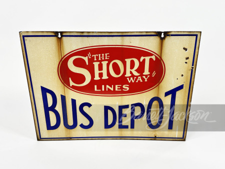 1930S SHORT LINES BUS DEPOT PORCELAIN SIGN