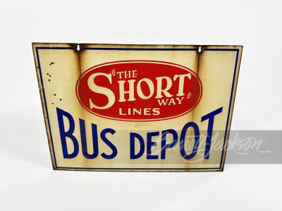 1930S SHORT LINES BUS DEPOT PORCELAIN SIGN - 2