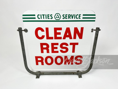 1950S CITIES SERVICE "CLEAN REST ROOMS" PORCELAIN SIGN