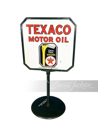 1930S TEXACO MOTOR OIL PORCELAIN CURB SIGN