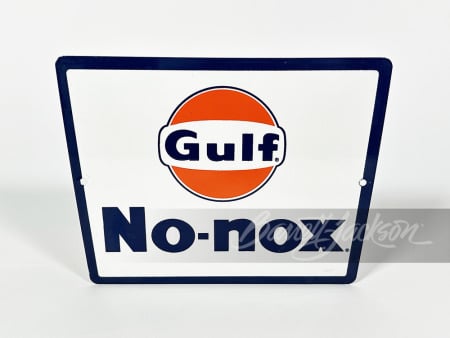 LATE 1950S-EARLY '60S GULF NO-NOX PORCELAIN PUMP PLATE SIGN