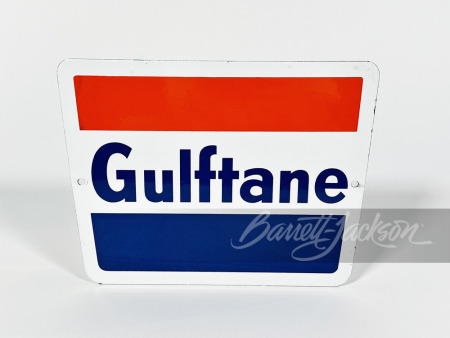 EARLY 1960S GULF OIL GULTANE GASOLINE PORCELAIN PUMP PLATE SIGN