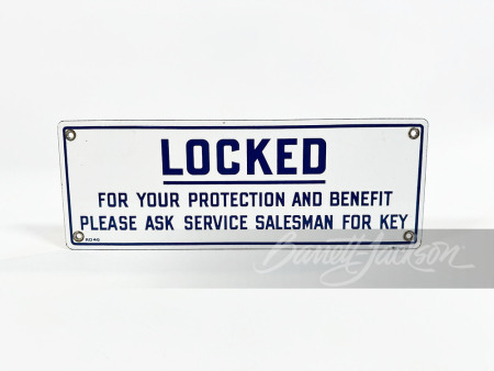 1946 PURE OIL "LOCKED FOR YOUR PROTECTION" PORCELAIN SIGN