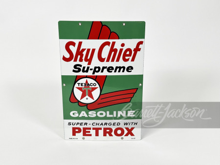 1962 TEXACO SKY CHIEF SUPREME GASOLINE PORCELAIN PUMP PLATE SIGN