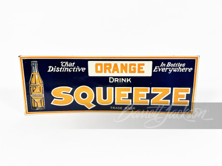 LATE 1920S SQUEEZE SODA EMBOSSED TIN SIGN