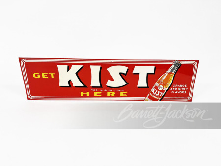 LATE 1940S KIST ORANGE SODA EMBOSSED TIN SIGN