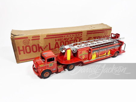 1950S MARX TOYS HOOK AND LADDER TIN LITHO FIRE TRUCK