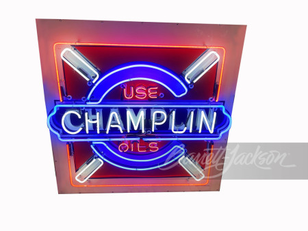 CIRCA 1940S-50S CHAMPLIN OILS PORCELAIN WITH NEON SIGN