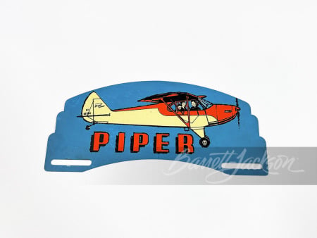 CIRCA 1948 PIPER AIRCRAFT LICENSE PLATE ATTACHMENT SIGN