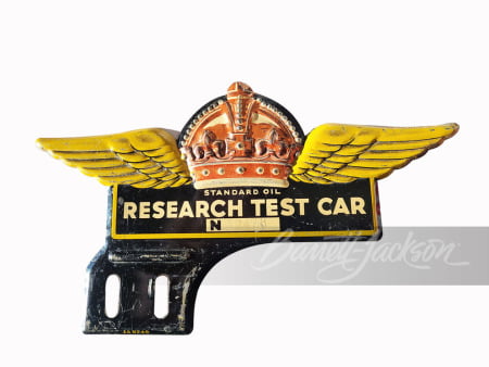 1930S STANDARD OIL RESEARCH TEST CAR LICENSE PLATE PECTIN SIGN