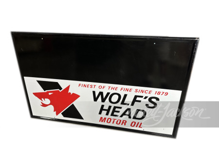 1976 WOLF'S HEAD MOTOR OIL SIGN