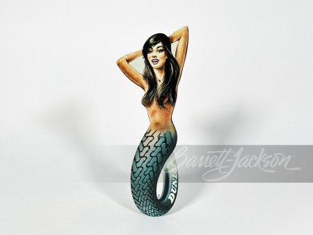 1960S DUNLOP TIRES MERMAID PINUP GIRL TIN SIGN