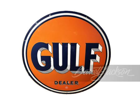 LARGE 1940S GULF OIL DEALER PORCELAIN SIGN