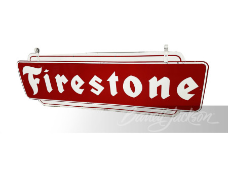 LARGE 1957 FIRESTONE TIRES PORCELAIN SIGN