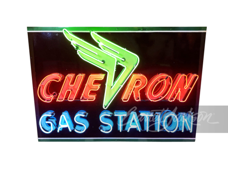 LATE 1940S-EARLY '50S CHEVRON OIL PORCELAIN WITH NEON SIGN