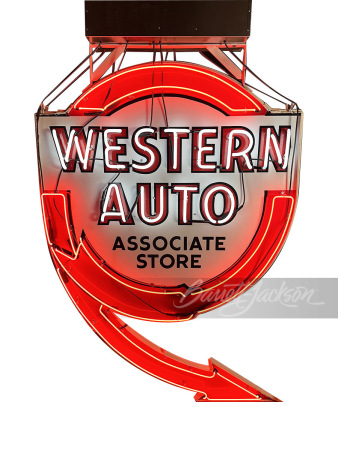 LARGE CIRCA 1940S WESTERN AUTO STORES PORCELAIN WITH NEON SIGN