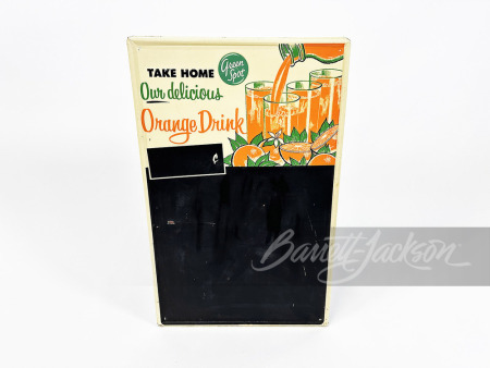 1950S GREEN SPOT ORANGE DRINK TIN MENU BOARD