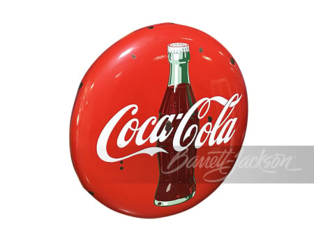 LARGE 1950S COCA-COLA PORCELAIN BUTTON SIGN