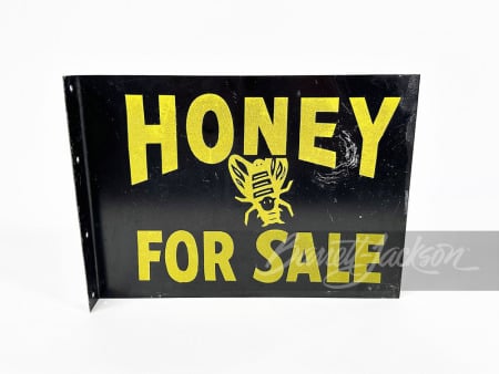 1940S "HONEY FOR SALE" TIN FLANGE SIGN