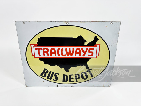 CIRCA1950S TRAILWAYS BUS DEPOT PORCELAIN SIGN