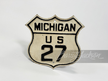 CIRCA 1930S MICHIGAN U.S. 27 EMBOSSED METAL SIGN