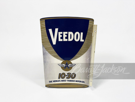 EARLY 1960S VEEDOL MOTOR OIL TIN FLANGE SIGN