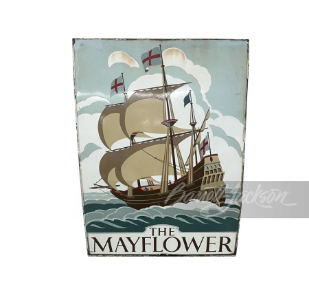 Vintage The Mayflower Hotel porcelain advertising sign.